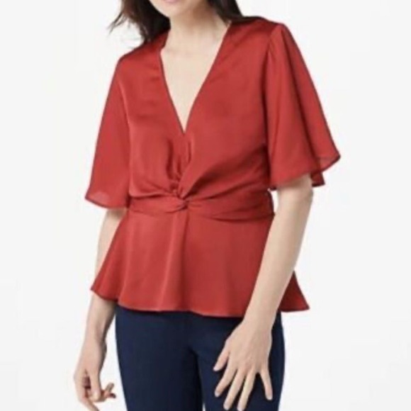 Bishop +Young  pebbled satin twice karlie gray blouse‎ size M - Picture 2 of 10